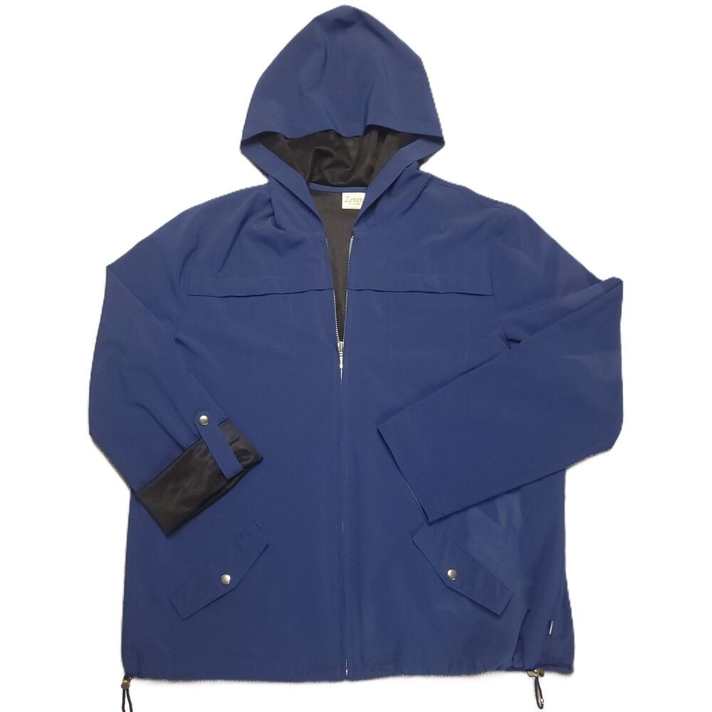 Chico’s Zenergy Women’s Size 2  Jacket Blue Performance Hooded Lined